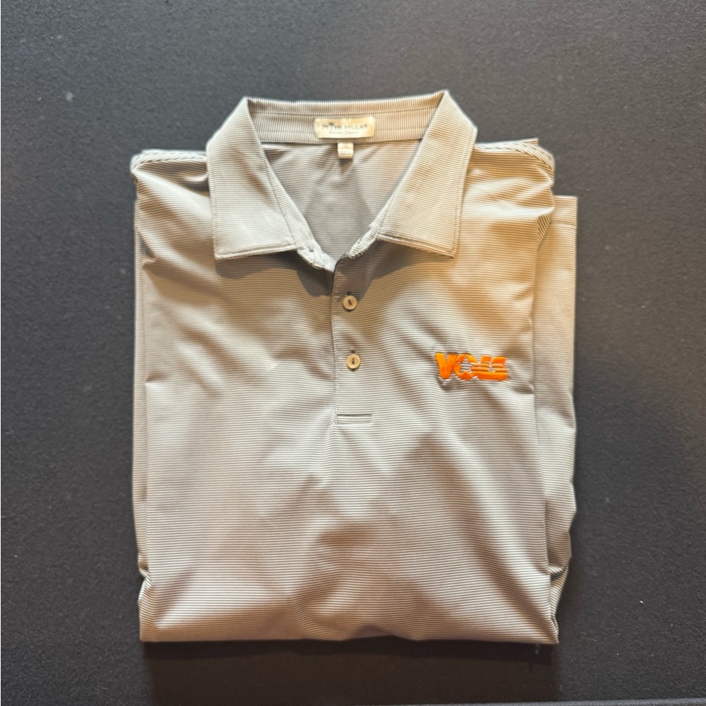 Peter Millar Tennessee Light Gray Polo with Orange Accent